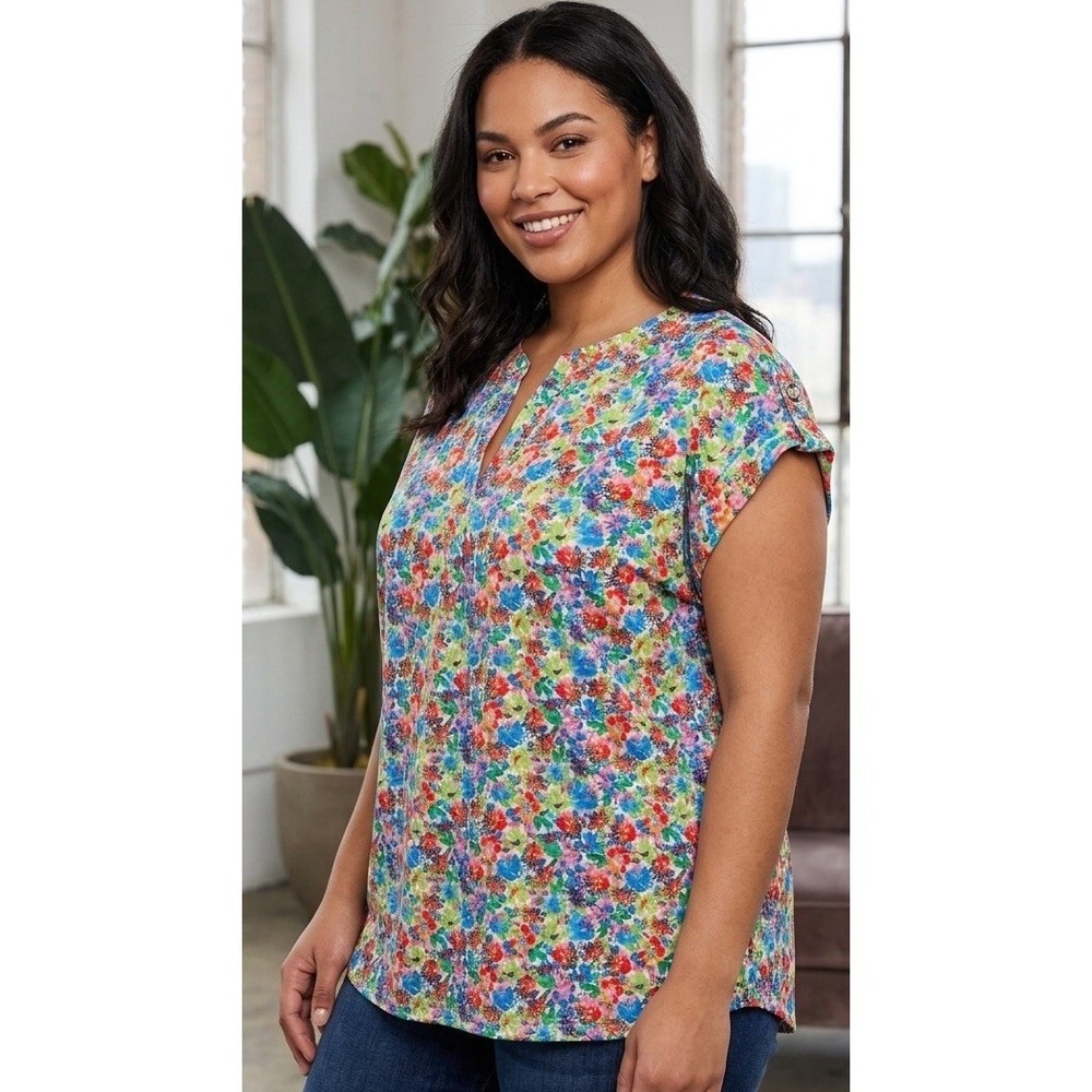 Dear Scarlett Plus Size XL Top Blouse * Multi Color Pink Red Green Blue Flutter